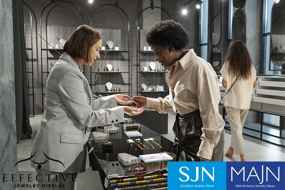 Women looking at jewelry in a store